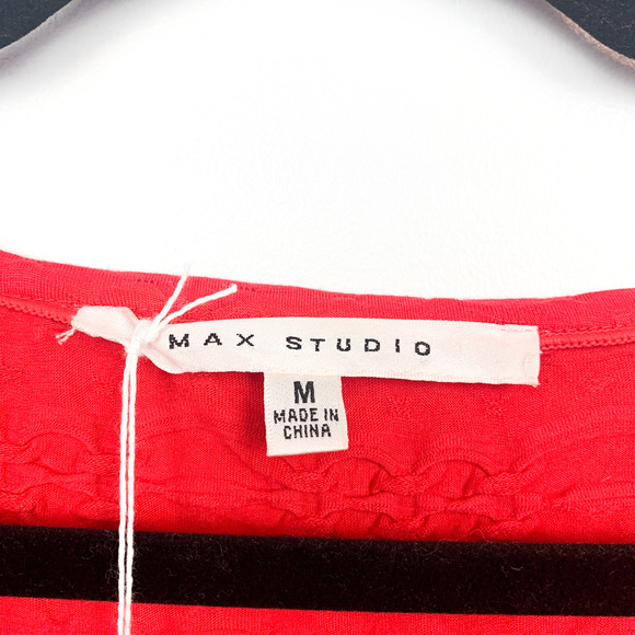 Max Studio Short Sleeve Form Fitting Mid Length Red Dress - Picture 2 of 9